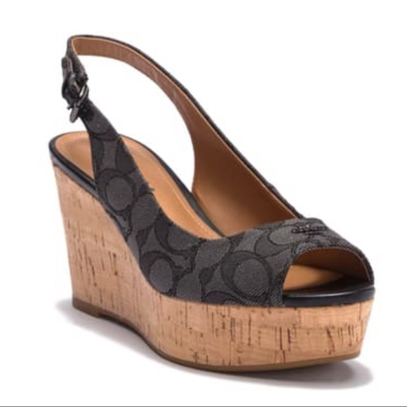 coach ferry signature platform wedge sandal